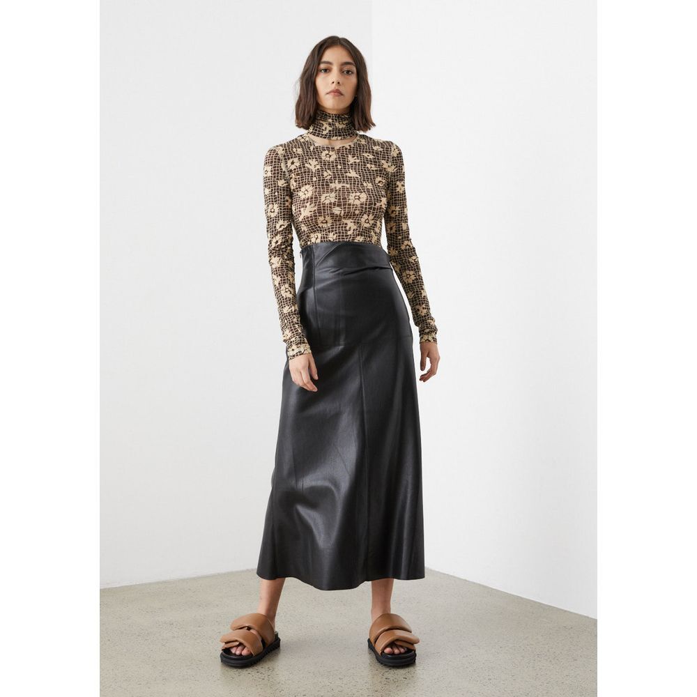 Micas Faux Leather black Maxi  Skirt         Size XS